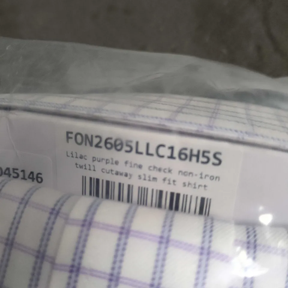 CHARLES TYRWHITT NON-IRON SLIM FIT SHIRT - LILAC CHECK, 16.5"/35"