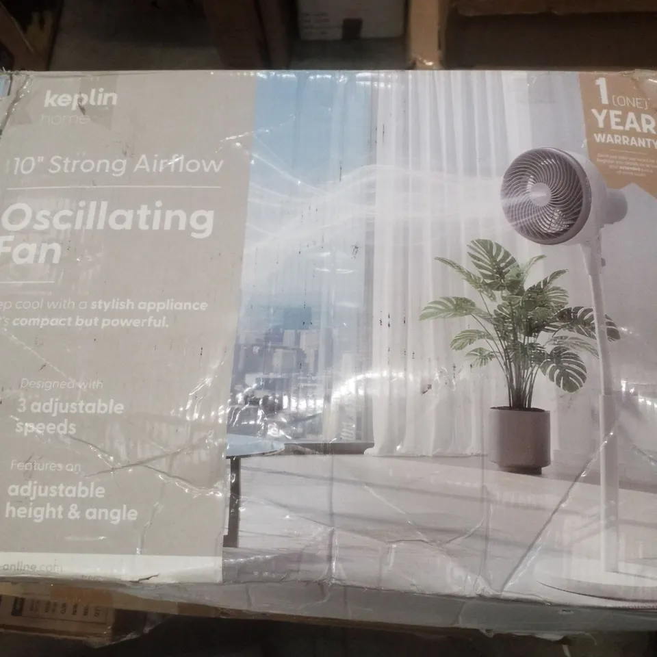 BOXED KEPLIN 10" STRONG AIRFLOW OSCILLATING FAN - WHITE