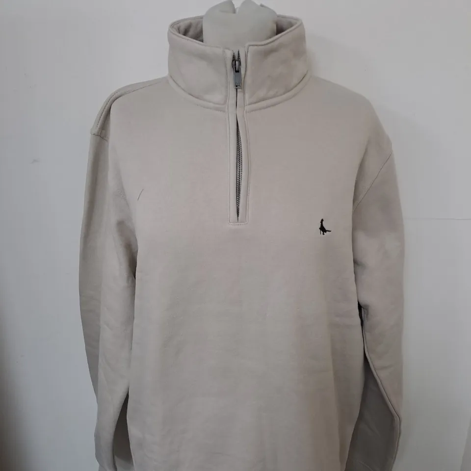 JACK WILLS 1/4 ZIP FLEECE IN BIEGE SIZE M
