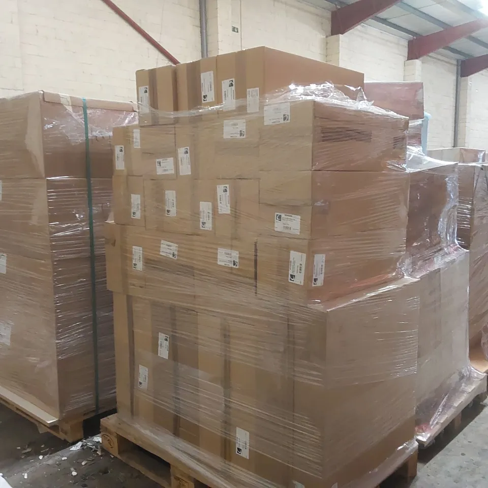 PALLET CONTAINING A LARGE QUANTITY OF ASSORTED BATHROOM FURNITURE PARTS INCLUDING: BASE SLIMLINE CARCASSES, OPEN TOP TOILET ROLL CARCASSES, 2 DRAWER CARCASSES ECT