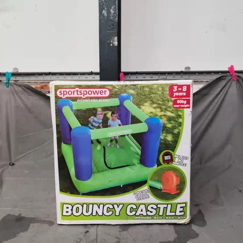 BOXED SPORTSPOWER 6FT X 6FT GREEN BOUNCY CASTLE