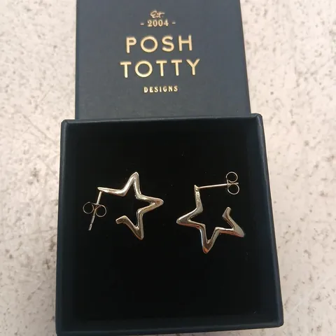 POSH TOTTY DESIGNS OPEN STAR HOOP EARRINGS STERLING SILVER