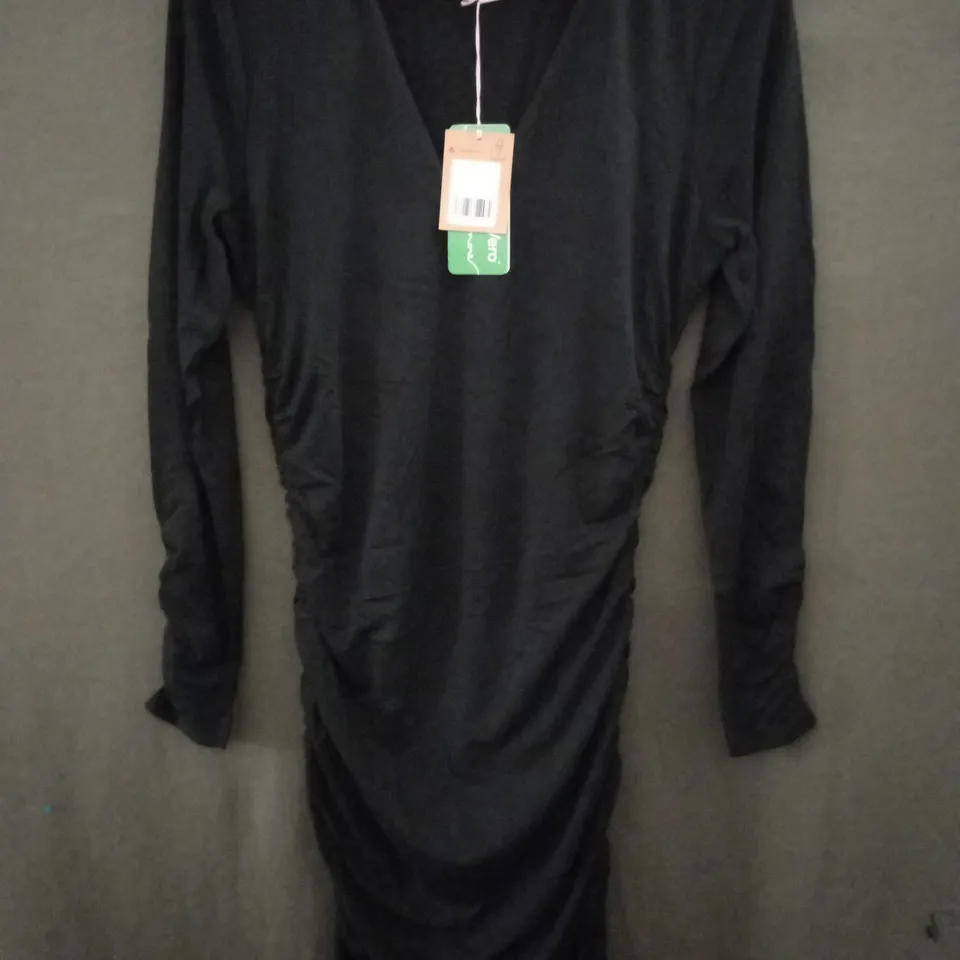 BODEN RUCHED BODY JERSEY MINI DRESS IN BLACK - UK 10R
