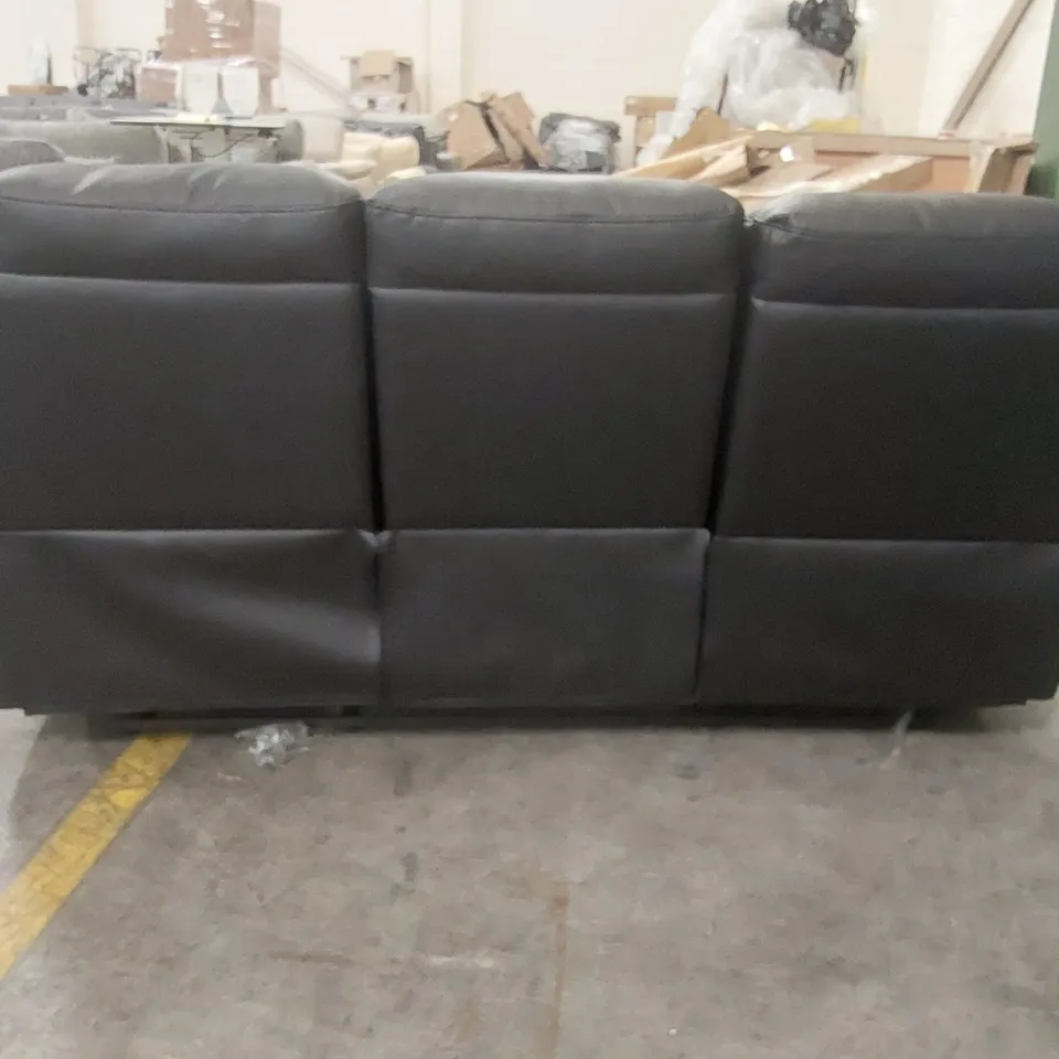 QUALITY DESIGNER FAUX LEATHER 3 SEATER RECLINER SOFA - DAMAGED