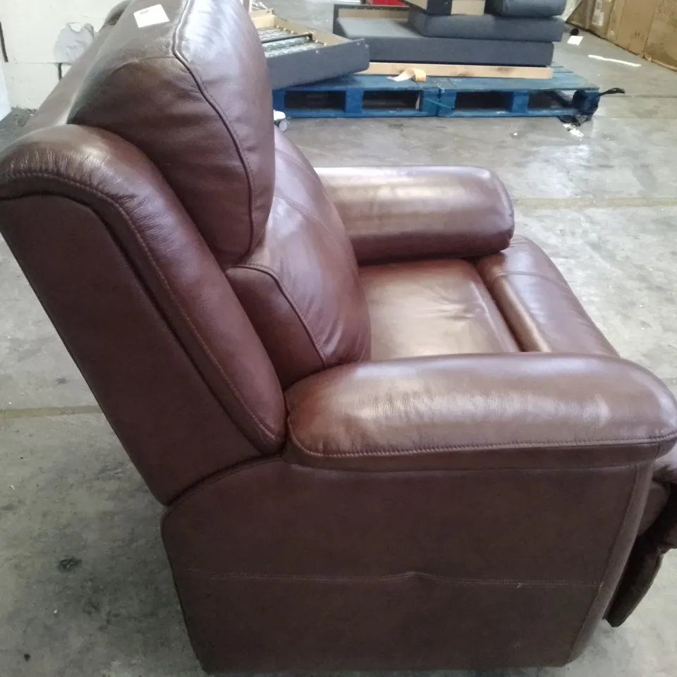 QUALITY DESIGNER ARMCHAIR - BROWN LEATHER