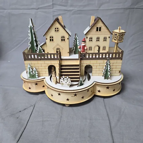 WOODEN CHRISTMAS HOUSE MUSIC BOX – DECORATIVE HOLIDAY VILLAGE (CHRISTMAS SHOP)