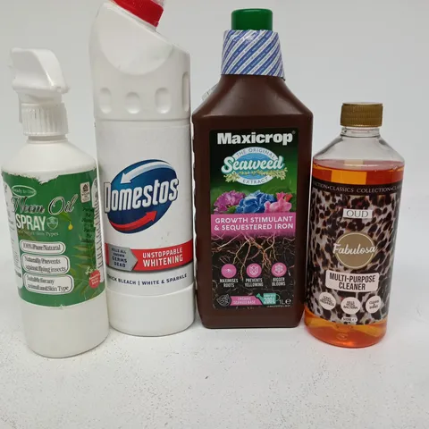 TOTE OF APPROXIMATELY 10 ASSORTED ITEMS TO INCLUDE DOMESTOS, MAXICROP, FABULOSA, NEEM OIL SPRAY ETC