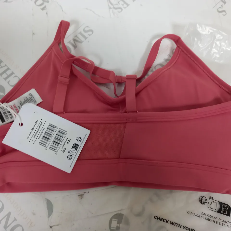 GYMSHARK RUCHED SPORTS BRA IN PINK - S