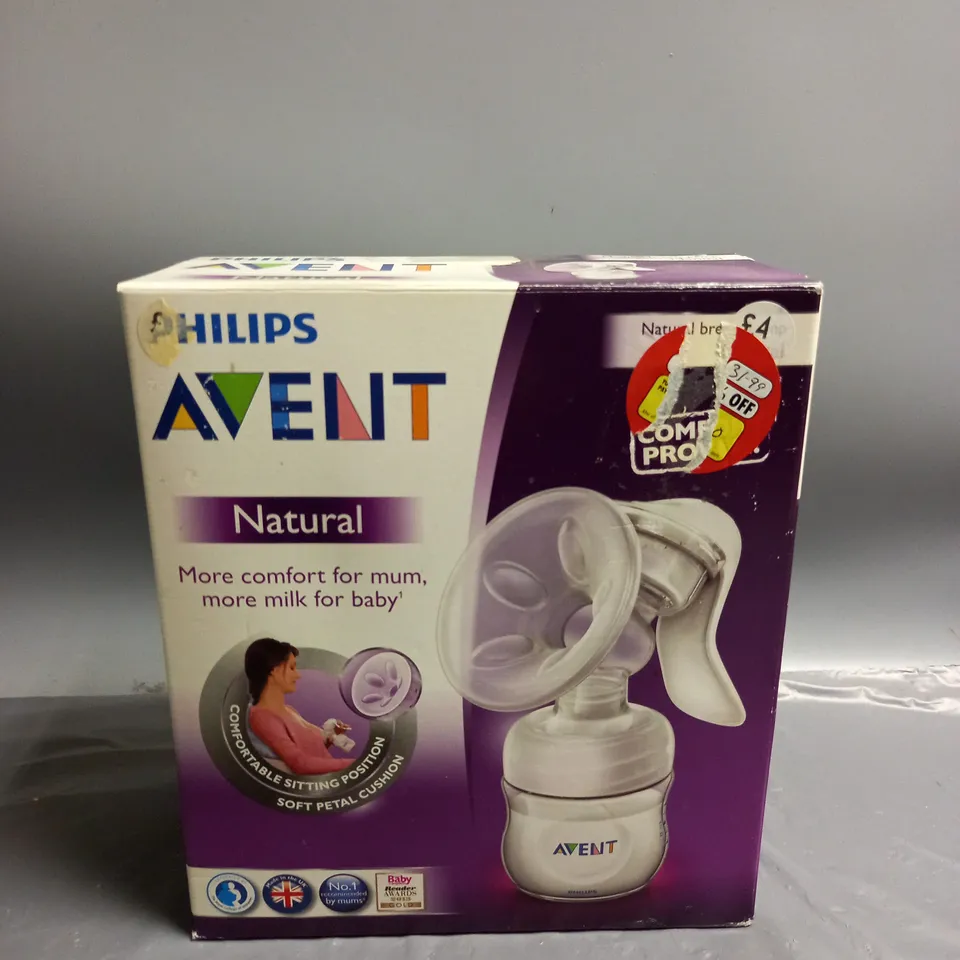 BOXED PHILIPS AVENT NATURAL MANUAL BREAST PUMP