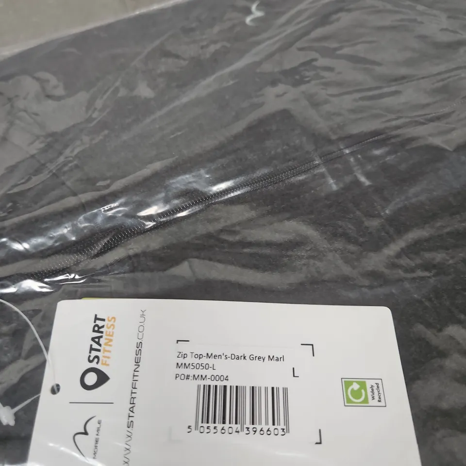 START FITNESS ZIP TOP – MEN'S DARK GREY MARL, UK SIZE L