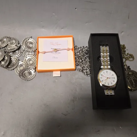 APPROXIMATELY 15 ASSORTED JEWELLERY ITEMS TO INCLUDE - NECKLACE , WATCH , BRACELET ETC