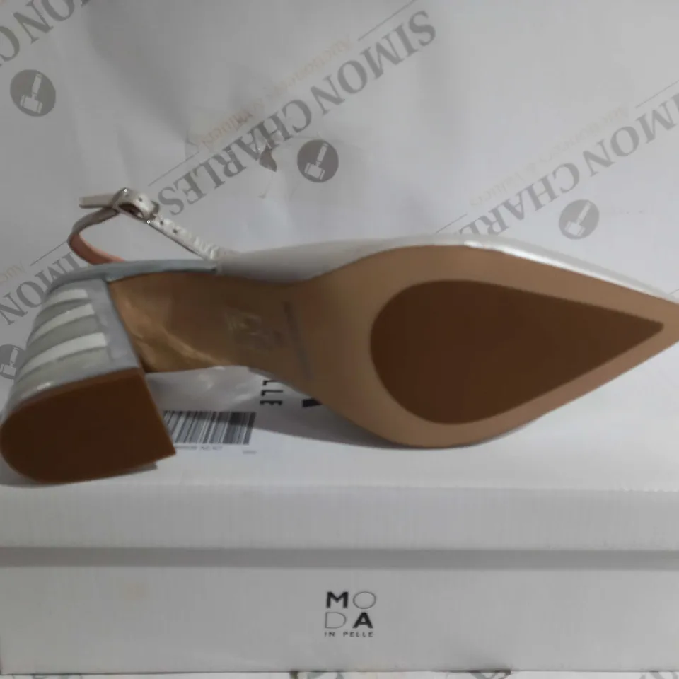 MODA IM PELLE WHITE DESIGNED HIGH HEELS - UK SIZE 7