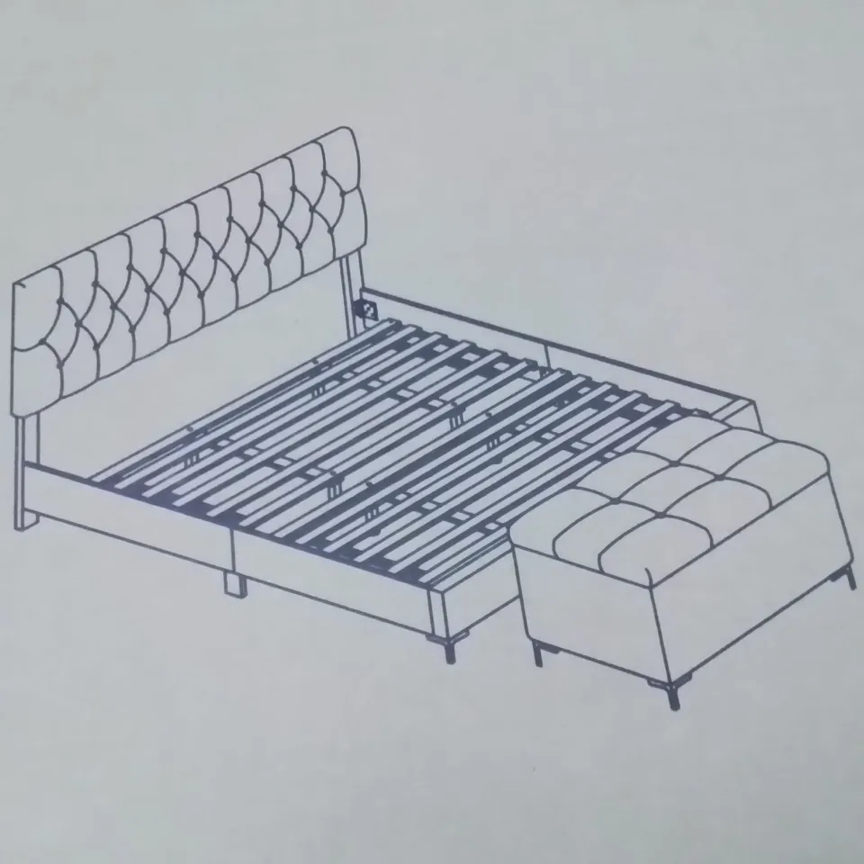 BRAND NEW KING PLATFORM BED WITH STORAGE BENCH  -LIGHT BLUE-