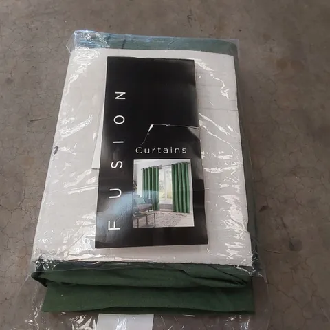 BAGGED FUSION EYELET ROOM DARKENING CURTAINS (SET OF 2) EMERALD GREEN - 168CM x 228CM