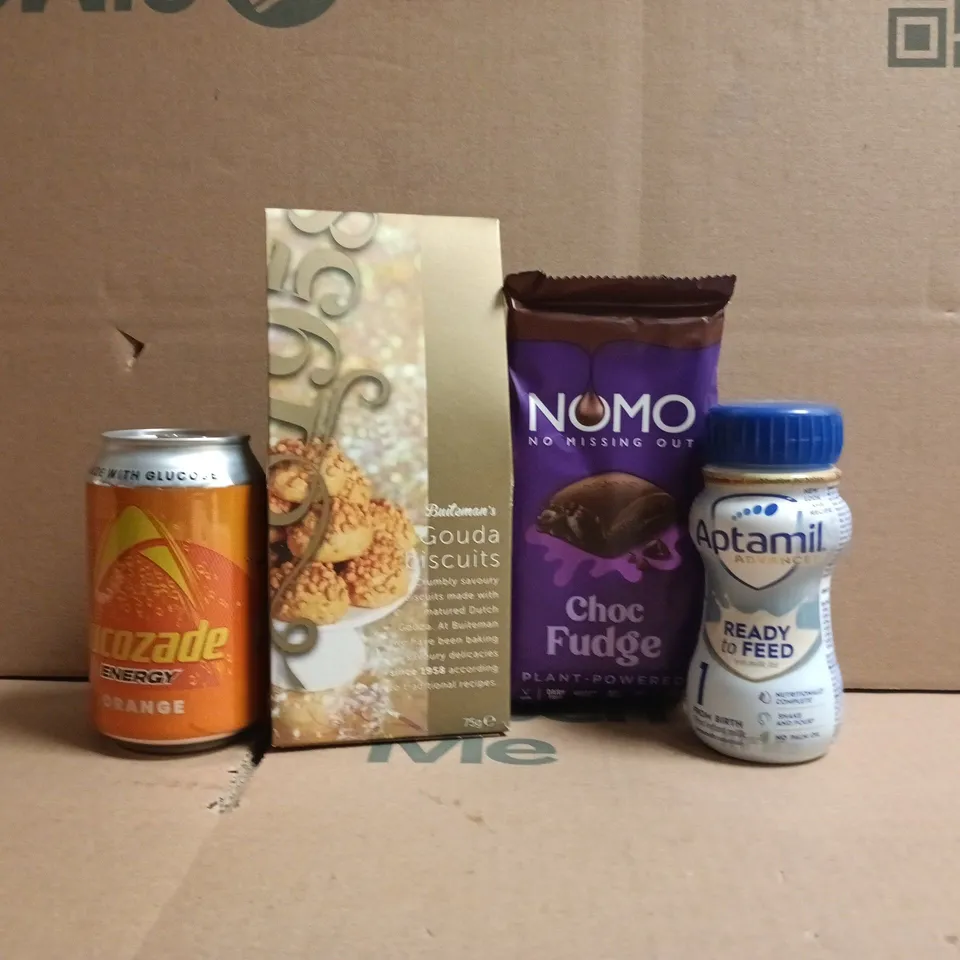 APPROXIMATELY 10 ASSORTED FOOD AND DRINK ITEMS TO INCLUDE LUCOZADE, APTAMIL, ETC