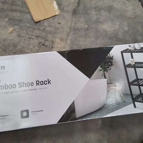  BOXED KEPLIN 4 TIER BAMBOO SHOE RACK BLACK