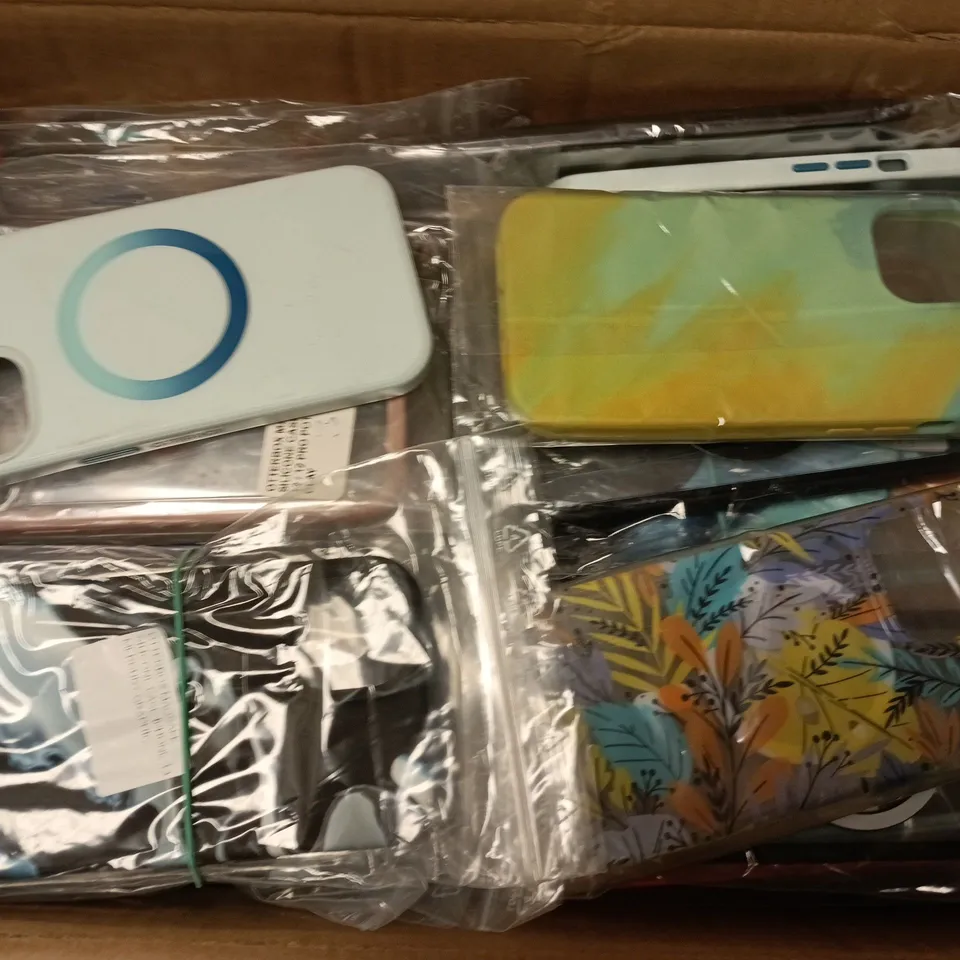 APPROXIMATELY 40 ASSORTED PHONES CASES IN VARIOUS DESIGNS, STYLES & COLOURS FOR PHONES SUCH AS IPHONE 13, IPHONE 12 MINI, IPHONE 12, ETC