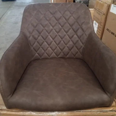 BOXED SET OF 2 BROWN FAUX LEATHER DINING CHAIR DIAMOND SEAT