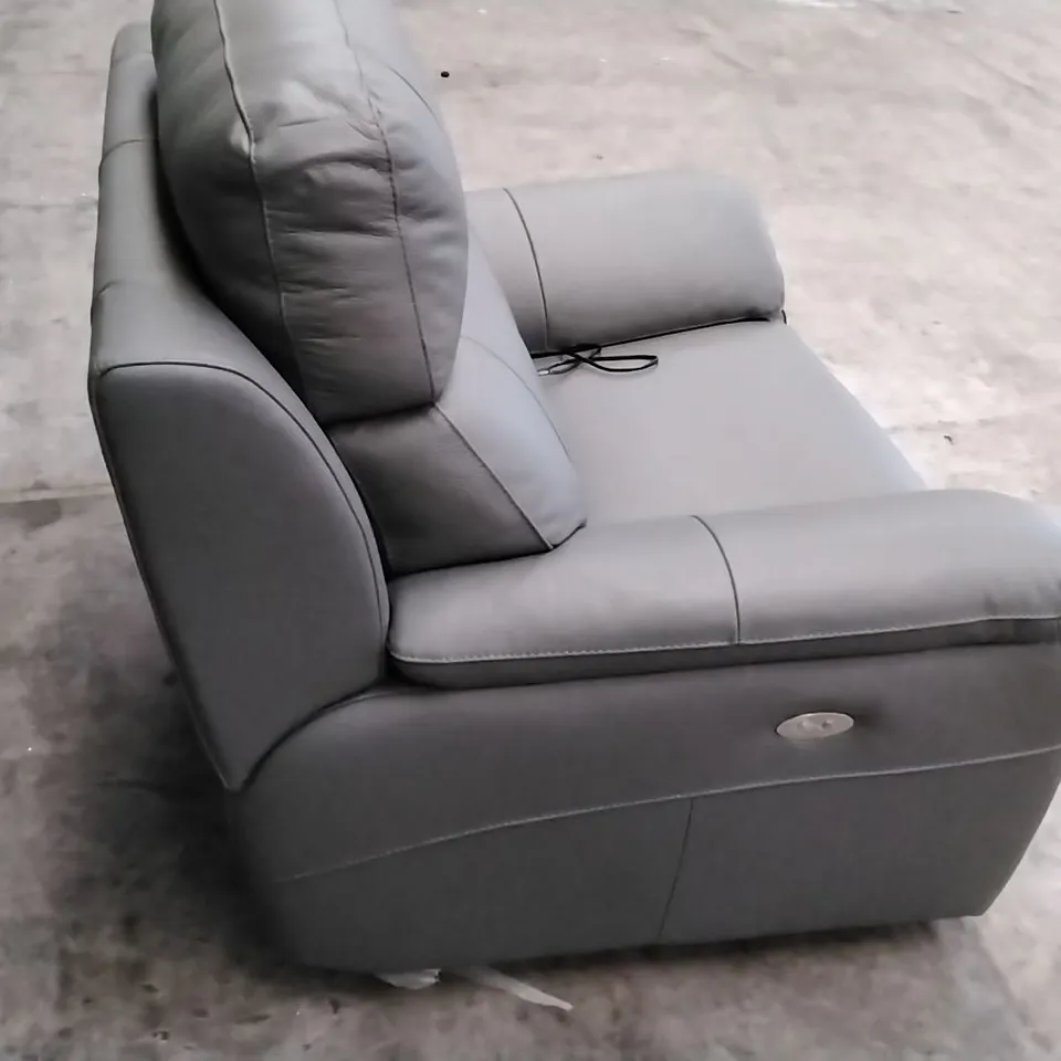 QUALITY ITALIAN DESIGNER PATRIZIO SMALL ARMS ELECTRIC RECLINER CHAIR - ANTHRACITE GREY LEATHER