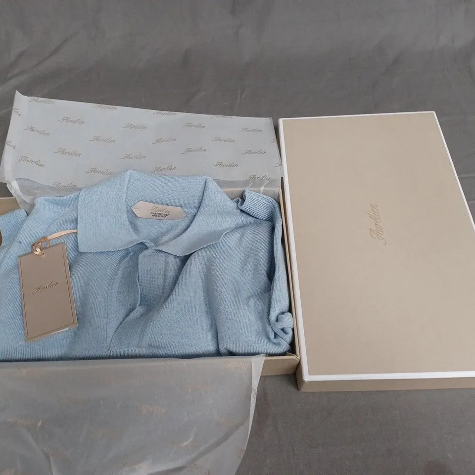 BOXED AURELIEN CASHWOOL BLUE POLO SHIRT - 48 M