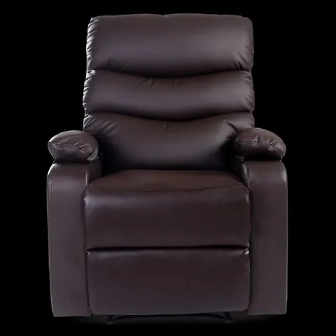 BOXED ASHBY BROWN FAUX LEATHER MANUAL RECLINING EASY CHAIR (1 BOX)
