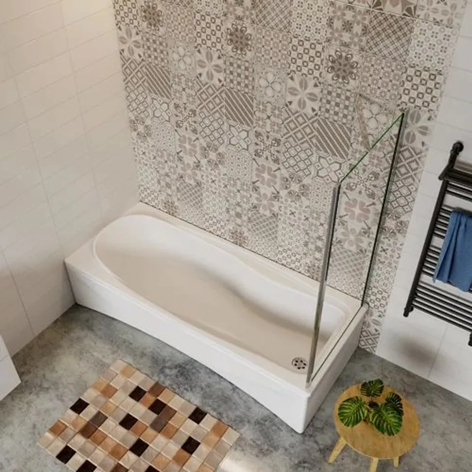 BOXED DANBURY STRAIGHT TEMPERED GLASS BATH SCREEN