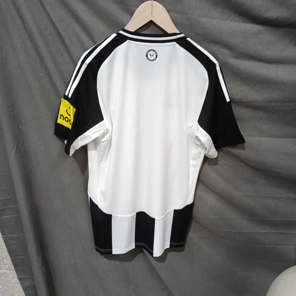 NEWCASTLE UNITED FC ADIDAS HOME SHIRT – BLACK & WHITE STRIPES, SIZE S (SLIM FIT)
