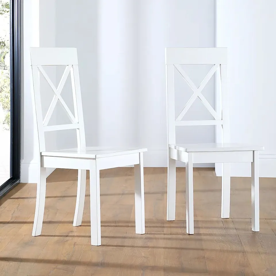 BOXED KENDAL DINING CHAIR, WHITE SOLID HARDWOOD 