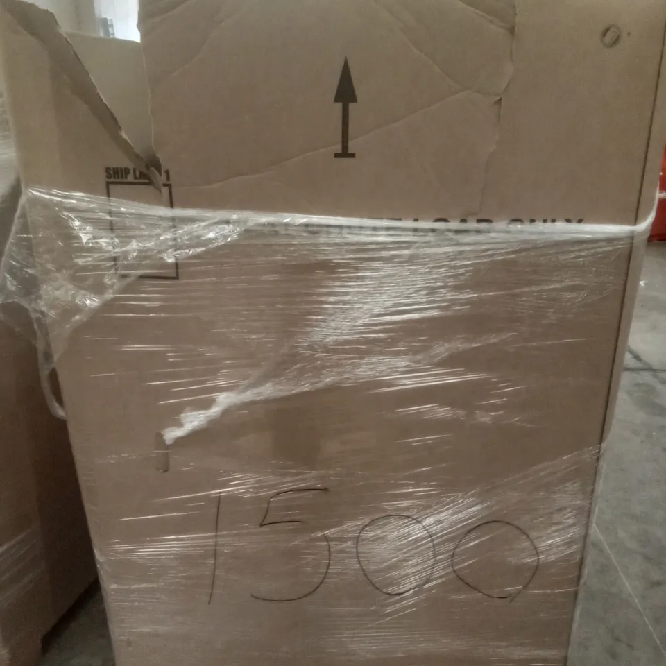 PALLET OF ASSORTED ITEMS INCLUDING STOREMIC WALL SHELF, FOLDOUT TABLE, HOMIDEC DESK, 2.3FT FOLDING UTILITY TABLE, INTELLIGENT FAN LIGHT, AIR COOLER 