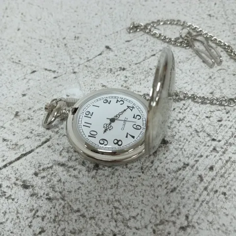 POCKET WATCH ON CHAIN – QUARTZ, SILVER-TONE