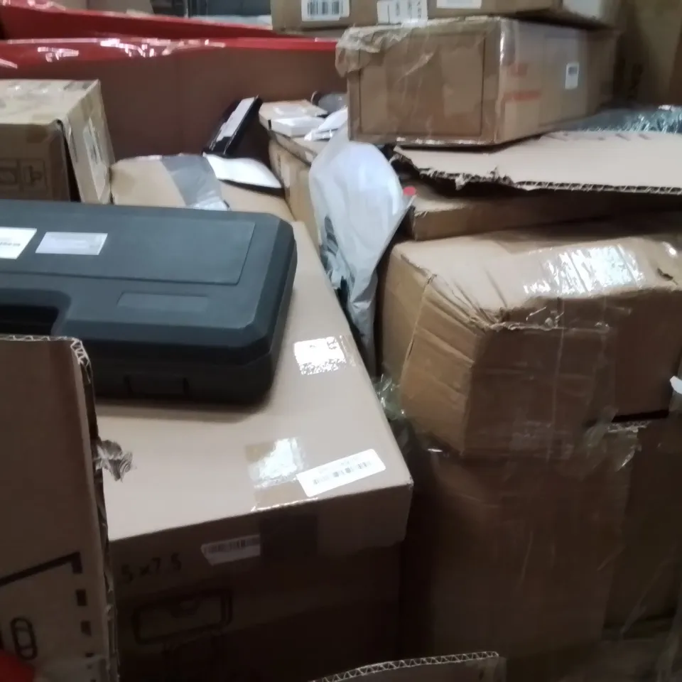 PALLET OF ASSORTED HOUSEHOLD GOODS AND PRODUCTS TO INCLUDE;BATH CHAIR,CLOCK,DOOR LOCK INSTALLATION KIT