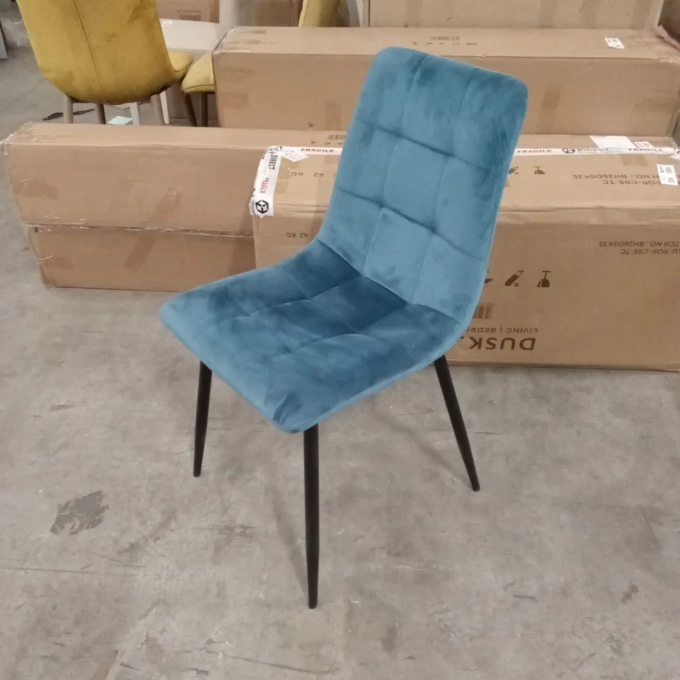 QUALITY DESIGNER TEAL BLUE VELVET DINING CHAIR