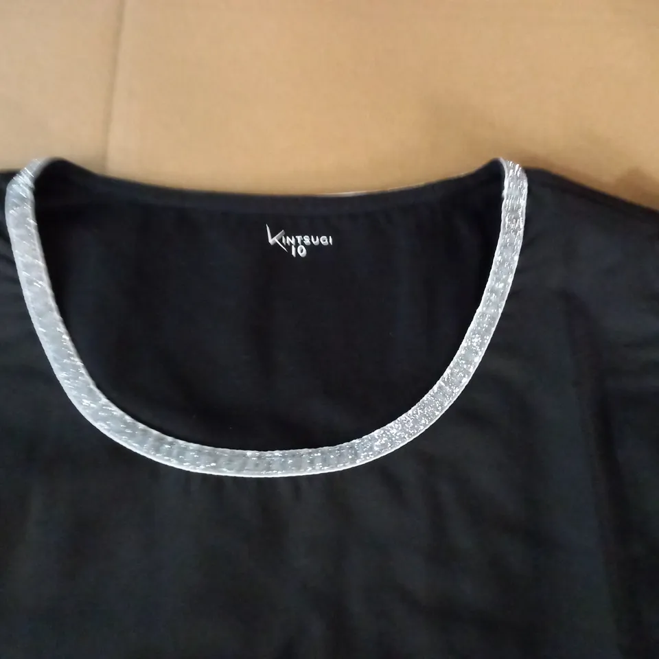 BRAND NEW KINTSUGI CROPPED BLACK TOP WITH BATWING SLEEVES AND HIDDEN SIDE ZIP - 10