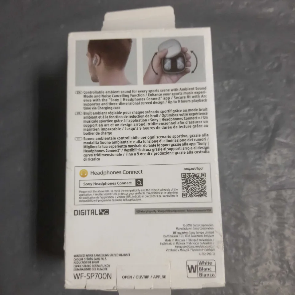 SONY SPORTS WIRELESS BLUETOOTH HEADPHONES WF-SP700N