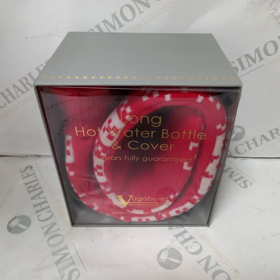 BOXED VAGABOND LONG HOT WATER BOTTLE AND COVER RED