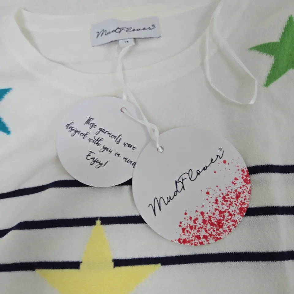 MUDFLOWER STRIPED LONG-SLEEVE TOP WITH STARS – UK 14 ()