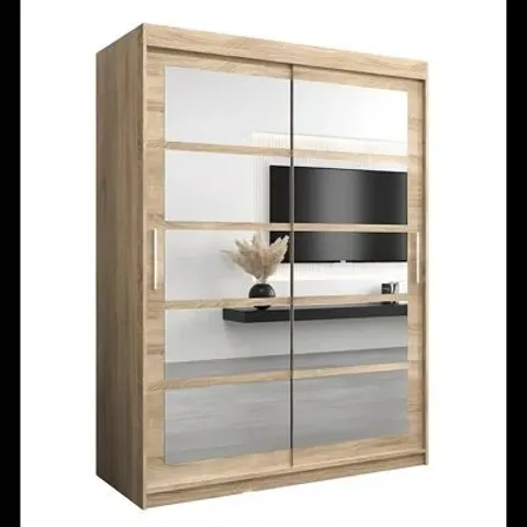 BOXED MILANNI 2 DOOR MANUFACTERED WOOD WARDROBE (4 BOXES)