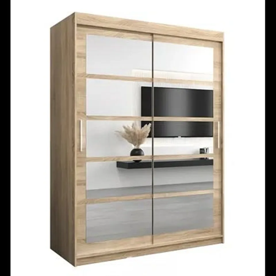 BOXED MILANNI 2 DOOR MANUFACTERED WOOD WARDROBE (4 BOXES)