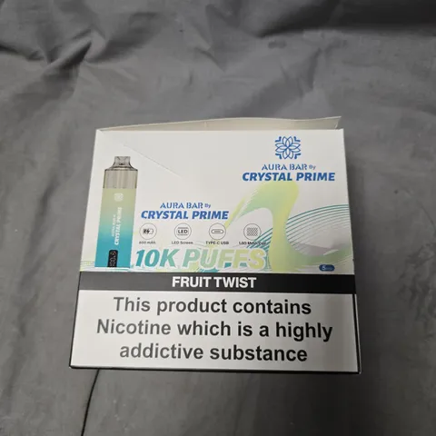 AURA BAR 10K PUFF – CRYSTAL PRIME VAPE POD KIT, FRUIT TWIST - 20MG/ML, 5-PACK