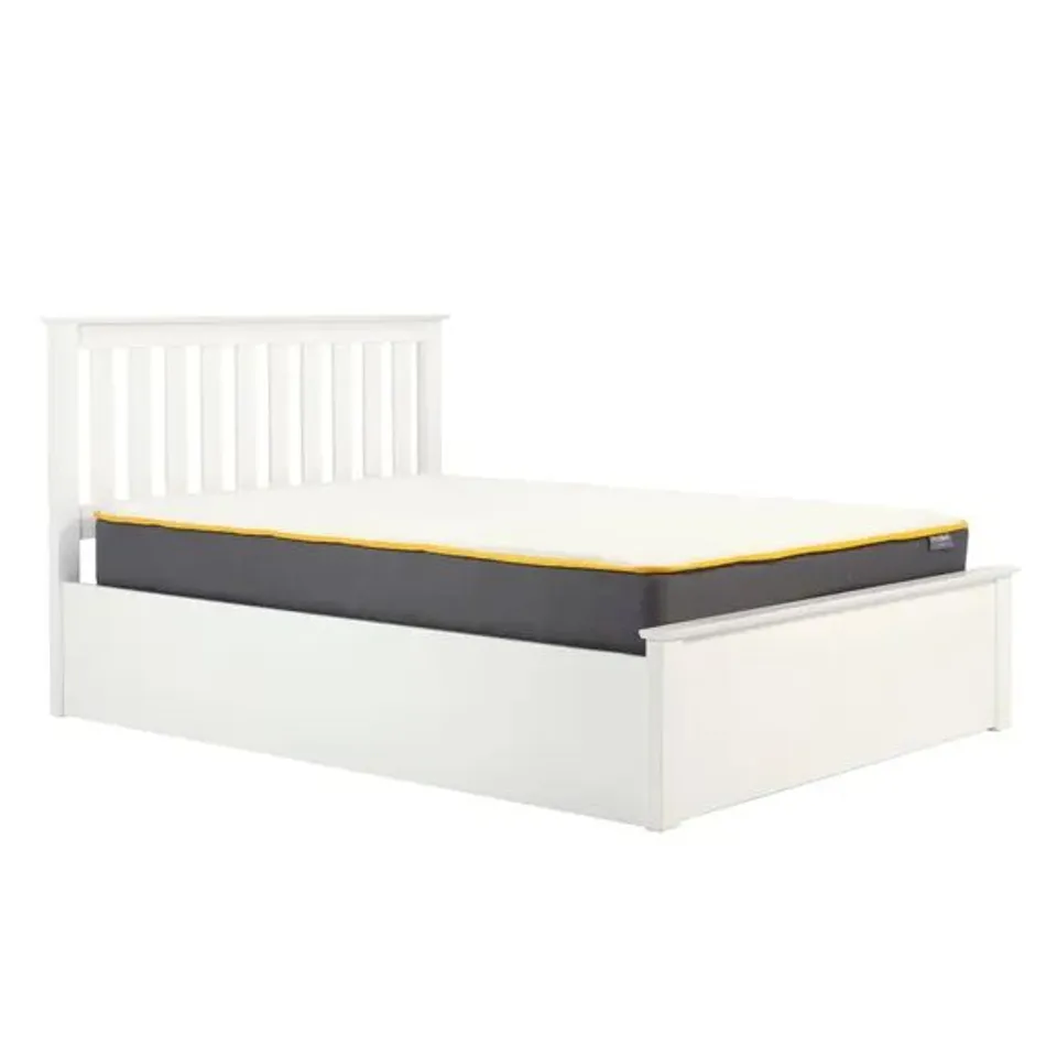 BOXED 135CM PHOENIX OTTOMAN BED IN WHITE - 4 BOXES