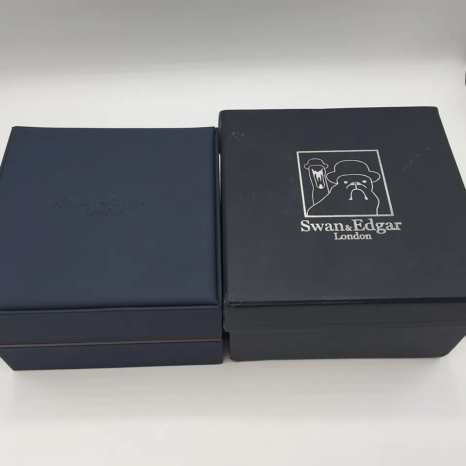BOXED SWAN & EDGAR WHITE DIAL AUTOMATIC MOONPHASE WATCH WITH BROWN LEATHER STRAP