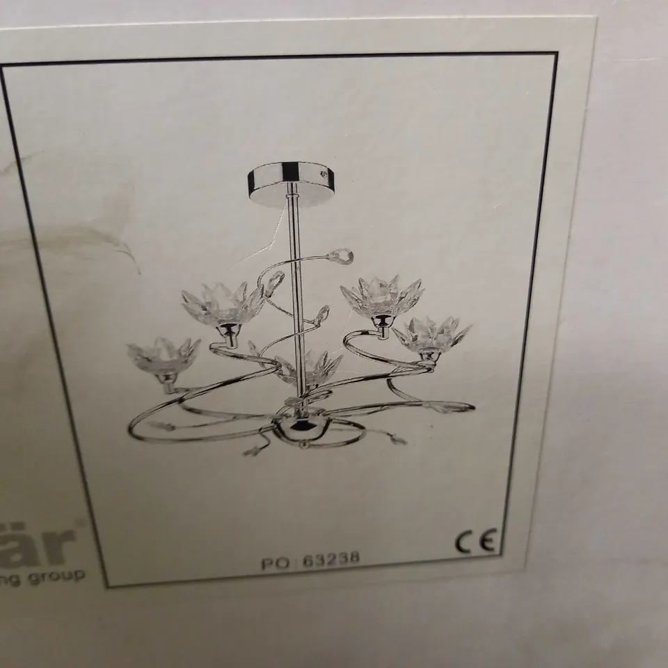 BRAND NEW DAL LIGHTING POPPY SEMI FLUSH FLOWER CRYSTAL GLASS LIGHT