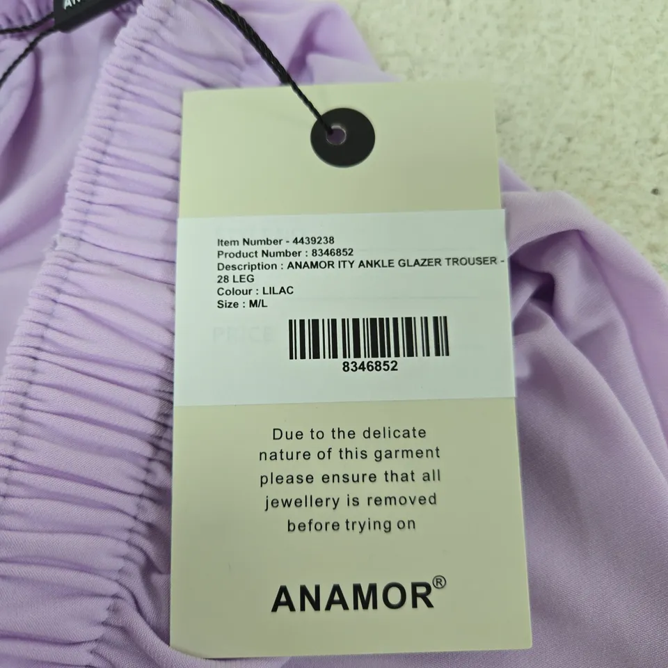ANAMOR ITY ANKLE GLAZER TROUSER – LILAC, 28IN INSEAM, SIZE M/L
