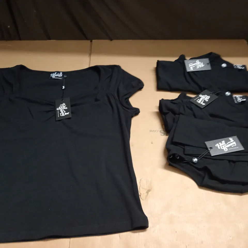 LOT OF 4 HELL BUNNY BLACK T-SHIRTS - VARIOUS SIZES