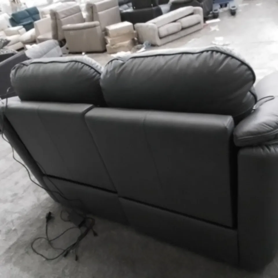 DESIGNER G PLAN MADE JACKSON CAMBRIDGE PETROL BLUE LEATHER ELECTRIC RECLINING TWO SEATER SOFA