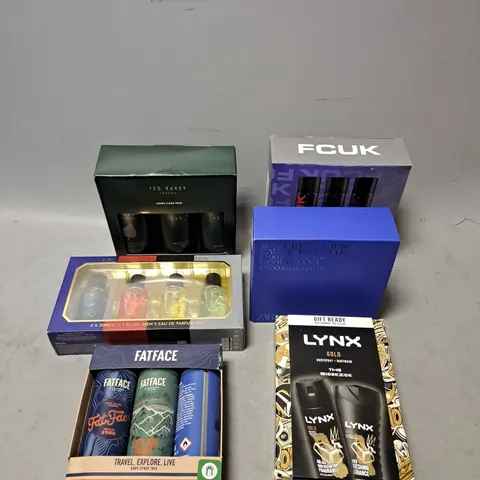 APPROXIMATELY 6 ASSORTED COSMETIC BOXSETS TO INCLUDE - FATFACE BODYSPRAY TRIO - ZARA MAN GREEN SAVAGE EAU DE TOILETTE GIFT SET - LYNX GOLD BODY DUO - ETC