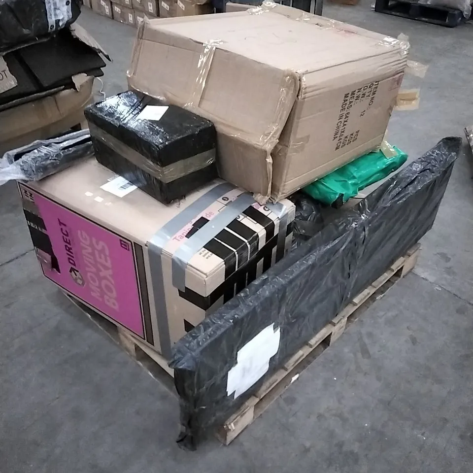 PALLET TO CONTAIN ASSORTED HOUSEHOLD ITEMS TO INCLUDE: SUITCASE, LADDER, ICE BOX ETC 