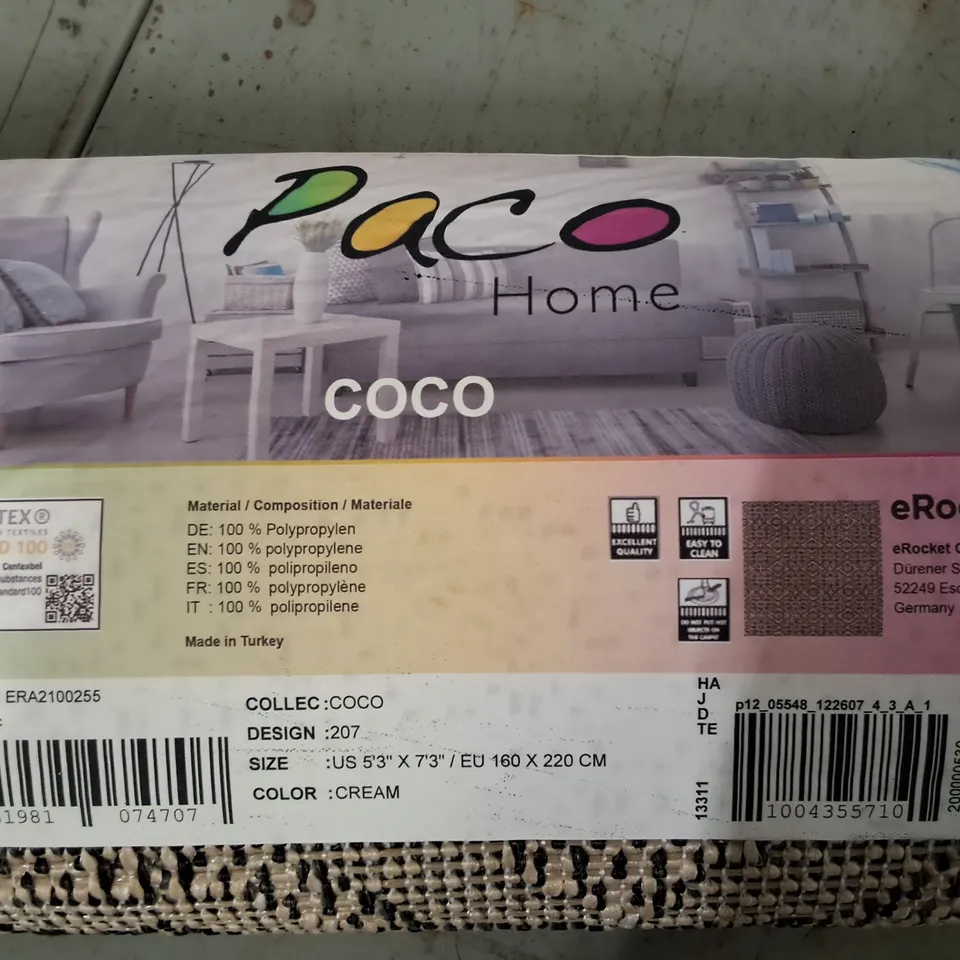 BRAND NEW PACO COCO CREAM RUG - 160X220CM