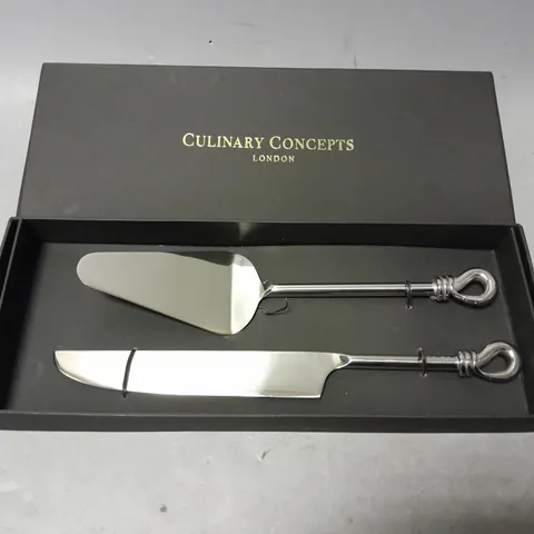 BOXED CULINARY CONCEPTS LONDON KNOT CAKE SERVER AND KNIFE SET 