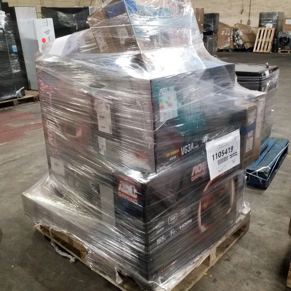 PALLET OF APPROXIMATELY 21 UNPROCESSED RAW RETURN MONITORS TO INCLUDE;